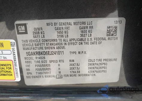 2014 Buick Enclave Leather from USA, damaged, VIN 5GAKRBKD6EJ241011